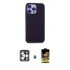 MARSİLYAN™- iPhone 15 Pro Max Kılıf Ahenk Serisi - Siyah Buffer Cam Ekran Koruyucu + PVD Metal Kamera Lens - GS
