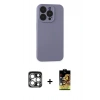 MARSİLYAN™- iPhone 15 Pro Max Kılıf Ahenk Serisi - Siyah Buffer Cam Ekran Koruyucu + PVD Metal Kamera Lens - GS