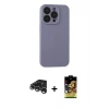 MARSİLYAN™- iPhone 15 Pro Max Kılıf Ahenk Serisi - Siyah Buffer Cam Ekran Koruyucu + Raze Metal Kamera Lens - GS
