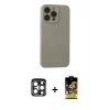 MARSİLYAN™- iPhone 15 Pro Max Kılıf Ahenk Serisi - Siyah Buffer Cam Ekran Koruyucu + PVD Metal Kamera Lens - LT
