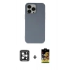 MARSİLYAN™- iPhone 15 Pro Max Kılıf Ahenk Serisi - Siyah Buffer Cam Ekran Koruyucu + PVD Metal Kamera Lens - SH