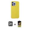 MARSİLYAN™- iPhone 15 Pro Max Kılıf Ahenk Serisi - Siyah Buffer Cam Ekran Koruyucu + PVD Metal Kamera Lens - SH