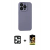 MARSİLYAN™- iPhone 15 Pro Max Kılıf Ahenk Serisi - Siyah Buffer Cam Ekran Koruyucu + PVD Metal Kamera Lens - LT