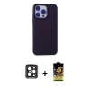 MARSİLYAN™- iPhone 15 Pro Max Kılıf Ahenk Serisi - Siyah Buffer Cam Ekran Koruyucu + PVD Metal Kamera Lens - SH