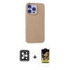 MARSİLYAN™- iPhone 15 Pro Max Kılıf Ahenk Serisi - Siyah Buffer Cam Ekran Koruyucu + PVD Metal Kamera Lens - SH
