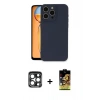 MARSİLYAN™- iPhone 15 Pro Max Kılıf Ahenk Serisi - Siyah Buffer Cam Ekran Koruyucu + PVD Metal Kamera Lens - LT