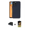 MARSİLYAN™- iPhone 15 Pro Max Kılıf Ahenk Serisi - Siyah Buffer Cam Ekran Koruyucu + Raze Metal Kamera Lens - LT
