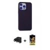 MARSİLYAN™- iPhone 15 Pro Max Kılıf Ahenk Serisi - Siyah Buffer Cam Ekran Koruyucu + Raze Metal Kamera Lens - SH