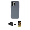 MARSİLYAN™- iPhone 15 Pro Max Kılıf Ahenk Serisi - Siyah Buffer Cam Ekran Koruyucu + Raze Metal Kamera Lens - SH
