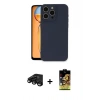 MARSİLYAN™- iPhone 15 Pro Max Kılıf Ahenk Serisi - Siyah Buffer Cam Ekran Koruyucu + Raze Metal Kamera Lens - SH