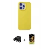MARSİLYAN™- iPhone 15 Pro Max Kılıf Ahenk Serisi - Siyah Buffer Cam Ekran Koruyucu + Raze Metal Kamera Lens - SH