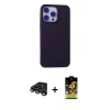 MARSİLYAN™- iPhone 15 Pro Max Kılıf Ahenk Serisi - Siyah Buffer Cam Ekran Koruyucu + Raze Metal Kamera Lens - TMGI