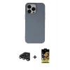 MARSİLYAN™- iPhone 15 Pro Max Kılıf Ahenk Serisi - Siyah Buffer Cam Ekran Koruyucu + Raze Metal Kamera Lens - TMGI
