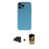 MARSİLYAN™- iPhone 15 Pro Max Kılıf Ahenk Serisi - Siyah Buffer Cam Ekran Koruyucu + Raze Metal Kamera Lens - TMGI