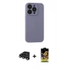 MARSİLYAN™- iPhone 15 Pro Max Kılıf Ahenk Serisi - Siyah Buffer Cam Ekran Koruyucu + Raze Metal Kamera Lens - TMGI