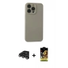 MARSİLYAN™- iPhone 15 Pro Max Kılıf Ahenk Serisi - Siyah Buffer Cam Ekran Koruyucu + Raze Metal Kamera Lens - TMGI