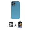MARSİLYAN™- iPhone 15 Pro Max Kılıf Ahenk Serisi - Siyah Buffer Hayalet Cam Ekran Koruyucu + PVD Metal Kamera Lens - GS
