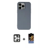 MARSİLYAN™- iPhone 15 Pro Max Kılıf Ahenk Serisi - Siyah Buffer Hayalet Cam Ekran Koruyucu + PVD Metal Kamera Lens - GS