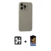 MARSİLYAN™- iPhone 15 Pro Max Kılıf Ahenk Serisi - Siyah Buffer Hayalet Cam Ekran Koruyucu + PVD Metal Kamera Lens - GS