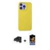 MARSİLYAN™- iPhone 15 Pro Max Kılıf Ahenk Serisi - Siyah Buffer Hayalet Cam Ekran Koruyucu + Gümüş Raze Metal Kamera Lens