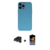 MARSİLYAN™- iPhone 15 Pro Max Kılıf Ahenk Serisi - Siyah Buffer Hayalet Cam Ekran Koruyucu + Gümüş Raze Metal Kamera Lens