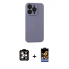 MARSİLYAN™- iPhone 15 Pro Max Kılıf Ahenk Serisi - Siyah Buffer Hayalet Cam Ekran Koruyucu + PVD Metal Kamera Lens - TU