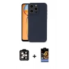 MARSİLYAN™- iPhone 15 Pro Max Kılıf Ahenk Serisi - Siyah Buffer Hayalet Cam Ekran Koruyucu + PVD Metal Kamera Lens - TU