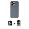 MARSİLYAN™- iPhone 15 Pro Max Kılıf Ahenk Serisi - Siyah Buffer Hayalet Cam Ekran Koruyucu + PVD Metal Kamera Lens - TU