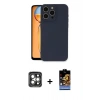MARSİLYAN™- iPhone 15 Pro Max Kılıf Ahenk Serisi - Siyah Buffer Hayalet Cam Ekran Koruyucu + PVD Metal Kamera Lens - GI
