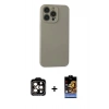 MARSİLYAN™- iPhone 15 Pro Max Kılıf Ahenk Serisi - Siyah Buffer Hayalet Cam Ekran Koruyucu + PVD Metal Kamera Lens - TU