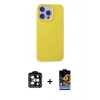 MARSİLYAN™- iPhone 15 Pro Max Kılıf Ahenk Serisi - Siyah Buffer Hayalet Cam Ekran Koruyucu + PVD Metal Kamera Lens - TU
