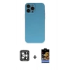 MARSİLYAN™- iPhone 15 Pro Max Kılıf Ahenk Serisi - Siyah Buffer Hayalet Cam Ekran Koruyucu + PVD Metal Kamera Lens - GI