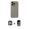 MARSİLYAN™- iPhone 15 Pro Max Kılıf Ahenk Serisi - Siyah Buffer Hayalet Cam Ekran Koruyucu + PVD Metal Kamera Lens - GI