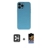MARSİLYAN™- iPhone 15 Pro Max Kılıf Ahenk Serisi - Siyah Buffer Hayalet Cam Ekran Koruyucu + PVD Metal Kamera Lens - SH