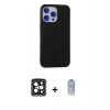 MARSİLYAN™- iPhone 15 Pro Max Kılıf Ahenk Serisi - Siyah Joko Magic 5D Cam + PVD Metal Kamera Lens - SH