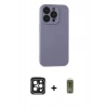MARSİLYAN™- iPhone 15 Pro Max Kılıf Ahenk Serisi - Siyah Joko Magic 5D Hayalet Cam + Siyah PVD Metal Kamera Lens