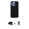 MARSİLYAN™- iPhone 15 Pro Max Kılıf Ahenk Serisi - Siyah Joko Magic 5D Hayalet Cam + Titanyum Gri Raze Metal Kamera Lens
