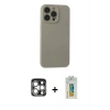 MARSİLYAN™- iPhone 15 Pro Max Kılıf Ahenk Serisi - Siyah Polymer Nano Ekran Koruyucu + PVD Metal Kamera Lens - GS