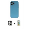 MARSİLYAN™- iPhone 15 Pro Max Kılıf Ahenk Serisi - Siyah Polymer Nano Ekran Koruyucu + PVD Metal Kamera Lens - GS