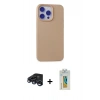 MARSİLYAN™- iPhone 15 Pro Max Kılıf Ahenk Serisi - Siyah Polymer Nano Ekran Koruyucu + Raze Metal Kamera Lens - LT