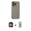 MARSİLYAN™- iPhone 15 Pro Max Kılıf Ahenk Serisi - Siyah Polymer Nano Ekran Koruyucu + PVD Metal Kamera Lens - TU