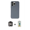 MARSİLYAN™- iPhone 15 Pro Max Kılıf Ahenk Serisi - Siyah Polymer Nano Ekran Koruyucu + PVD Metal Kamera Lens - TU