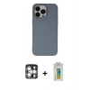 MARSİLYAN™- iPhone 15 Pro Max Kılıf Ahenk Serisi - Siyah Polymer Nano Ekran Koruyucu + PVD Metal Kamera Lens - GS