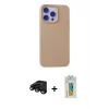 MARSİLYAN™- iPhone 15 Pro Max Kılıf Ahenk Serisi - Siyah Polymer Nano Ekran Koruyucu + Raze Metal Kamera Lens - SH