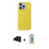 MARSİLYAN™- iPhone 15 Pro Max Kılıf Ahenk Serisi - Siyah Polymer Nano Ekran Koruyucu + Raze Metal Kamera Lens - SH