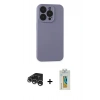 MARSİLYAN™- iPhone 15 Pro Max Kılıf Ahenk Serisi - Siyah Polymer Nano Ekran Koruyucu + Raze Metal Kamera Lens - GS