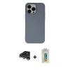 MARSİLYAN™- iPhone 15 Pro Max Kılıf Ahenk Serisi - Siyah Polymer Nano Ekran Koruyucu + Raze Metal Kamera Lens - GS