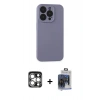 MARSİLYAN™- iPhone 15 Pro Max Kılıf Ahenk Serisi - Siyah Vanessa Magic Cam + PVD Metal Kamera Lens - GS