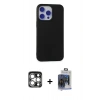 MARSİLYAN™- iPhone 15 Pro Max Kılıf Ahenk Serisi - Siyah Vanessa Magic Cam + PVD Metal Kamera Lens - GS