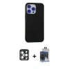 MARSİLYAN™- iPhone 15 Pro Max Kılıf Ahenk Serisi - Siyah Vanessa Magic Cam + PVD Metal Kamera Lens - LT
